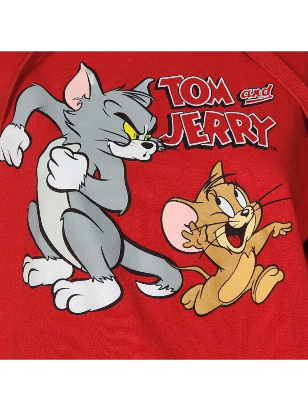 Tom & Jerry  Red Hoodie Logo Cartoons Long Sleeve Women's Medium